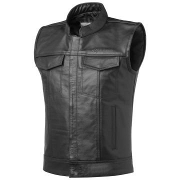 Carburo Chaleco de cuero negro para moto Cruise