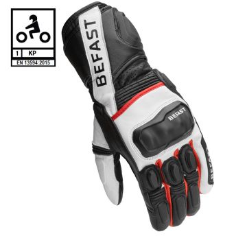 Befast TECNO RS CE Certificado Negro Blanco Rojo Guantes de Cuero de Motocicleta