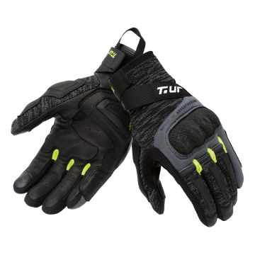 Guantes de verano para moto T-UR G-KNIT Negro Amarillo Fluo