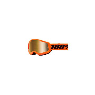 Gafas Cross 100% Strata 2 Neon Naranja Lente Espejada Oro