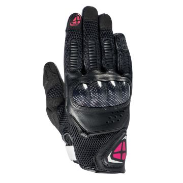 Guantes de moto de verano para mujer Ixon RS4 AIR de piel y tejido Negro Fucsia